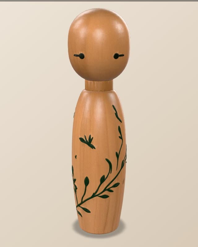 Static front render of the original Cedar Branch AI-assisted wooden object study
